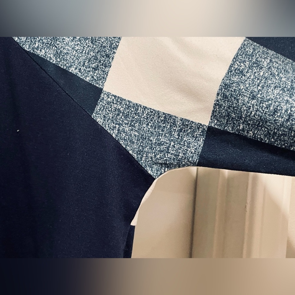 LuLaRoe “Amber” Navy and White Checkered & Solid Prints Pullover Hoodie. EUC - Picture 6 of 15
